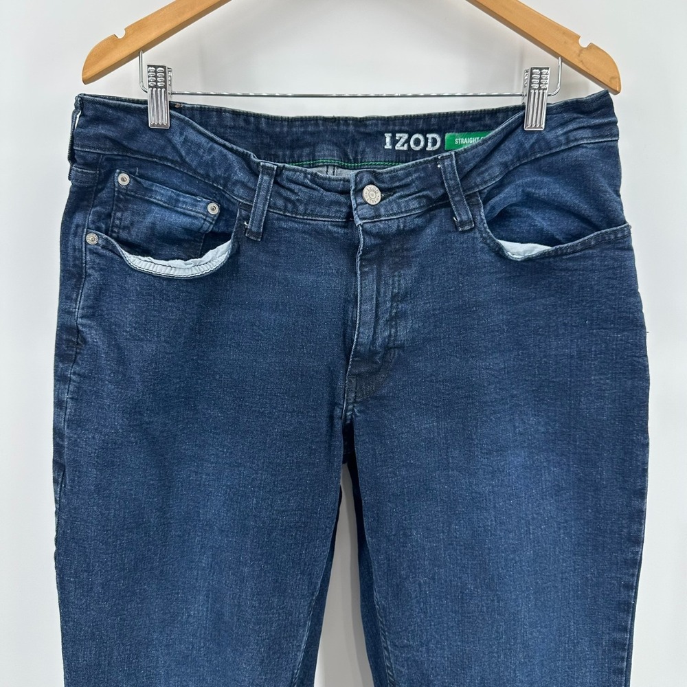 Izod Straight Fit Jeans Mens 36x32 Blue Denim Classic 5-Pocket Comfort Stretch